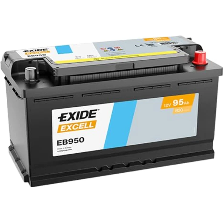 Exide EB950 Excell 12V 95Ah 800A Autobatterie, wartungsfrei mit 3DX Gittertechnologie und hoher Vibrationserstandsfähigkeit – Bild 1