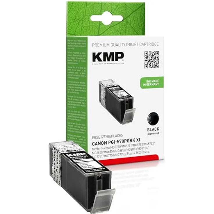 KMP Druckerpatrone für PGI-570PGBK XL Schwarz - Kompatibel - Tintenpatrone für Canon Pixma MG5700 Series-MG6800 Series-MG7700 Series-TS5000 Series-TS6000 Series - Office Druckerzubehör – Bild 2