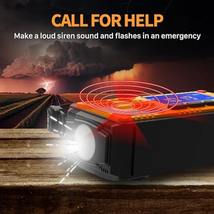 FosPower FOSPWB-2436PP, NOAA/AM/FM Notfallradio mit 10.000 mAh Powerbank, USB/Solar/Handkurbel Aufladung, SOS-Alarm & Taschenlampe für drinnen und draußen – Bild 5