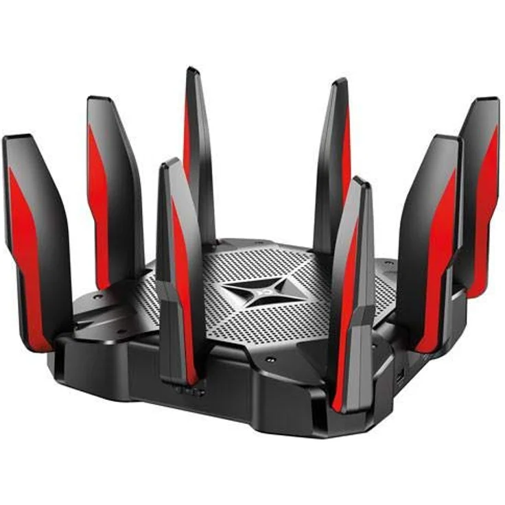 TP-Link Archer AX11000 Wi-Fi 6 Triband WLAN Gaming Router (10,76 Gbit-s auf 2x5GHz und 2.4Ghz, 8 × Gigabit LAN-Ports, 2 × USB 3.0 auf Type A und Type C, HomeCare, Schnellinstallation) schwarz, rot – Bild 4