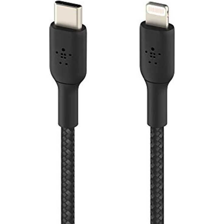 Belkin Lightning/USB-C Kabel ummantelt, 1 m, schwarz – Bild 2