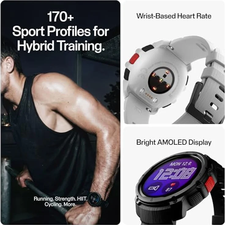 Polar Street X Smartwatch, 3,25 cm AMOLED-Touchscreen, GPS, Herzfrequenzmessung, stoßfest, integrierte LED-Taschenlampe, grau – Bild 6