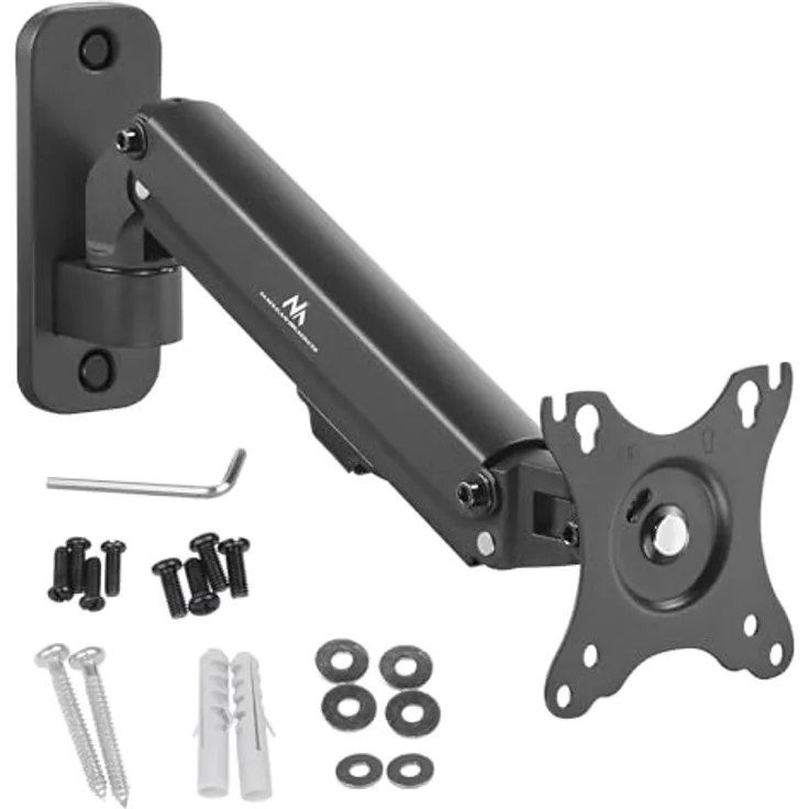 Maclean MC-458 Monitor-Wandhalterung, 17-27" Flach & Curved Bildschirme bis zu 7kg Schwenkbar, Neigbar und Drehbar, Universal Monitor Halterung