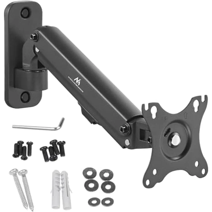 Maclean MC-458 Monitor-Wandhalterung, 17-27" Flach & Curved Bildschirme bis zu 7kg Schwenkbar, Neigbar und Drehbar, Universal Monitor Halterung – Bild 1