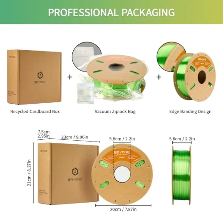 ERYONE Silk PLA Filament 1.75 mm, Grüner Apfel, 1 kg Spule, glänzende Oberflächenqualität – Bild 5