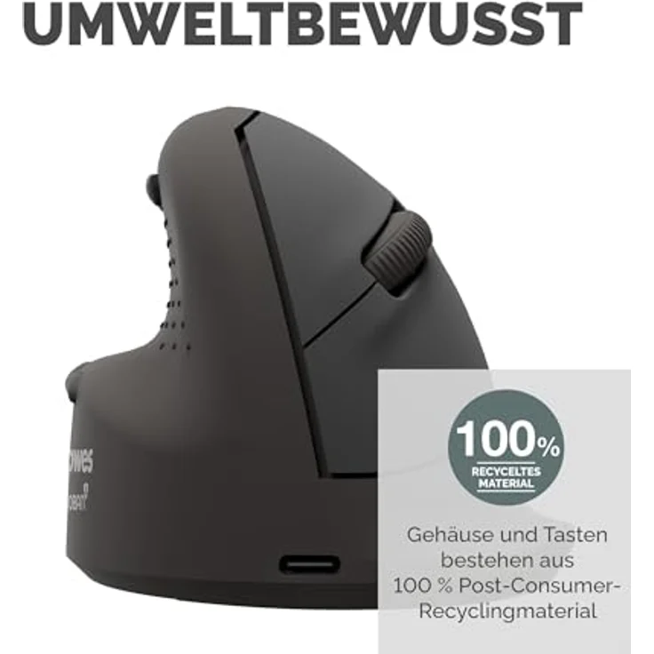 Fellowes Breyta Plus+ Ergonomische Maus, Kabelgebunden und Kabellos, Schwarz, für Rechtshänder*innen mit ergonomischer Handform – Bild 10