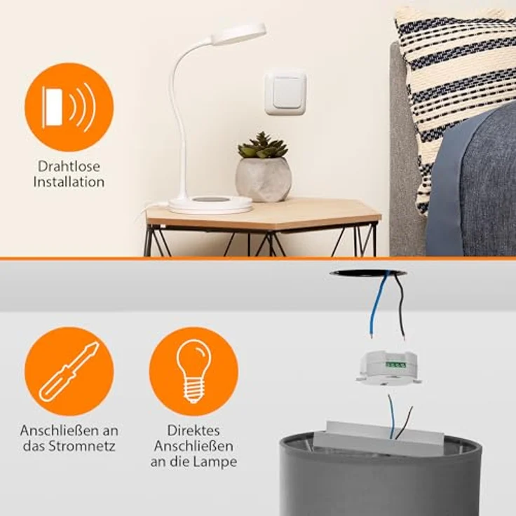 Smartwares 3 x fernbedienbare Funk-Wandschalter inkl. Empfänger, Drahtloser Lichtschalter – Bild 6