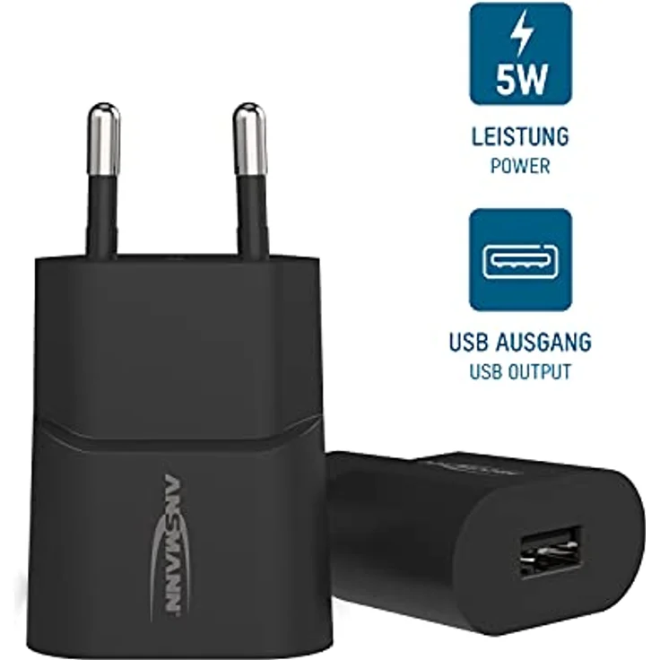 ANSMANN USB Ladegerät 5W 1A, Traveller USB Power Adapter / Netzteil besonders geeignet für Apple iPhone, Samsung Galaxy, Huawei, Xiaomi, Tablet, GoPro, e-Book Reader, etc – Bild 2