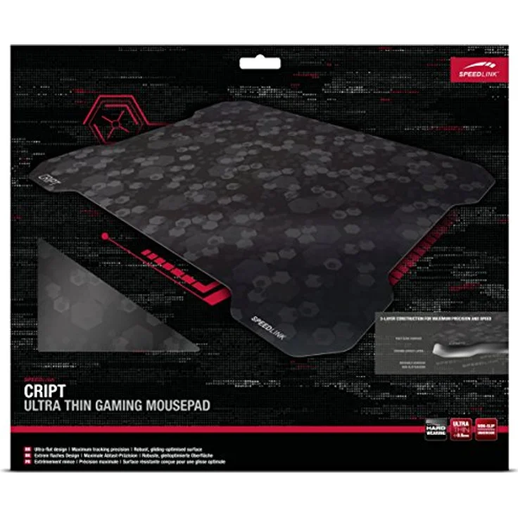 Speedlink - CRIPT Ultra Thin Gaming Mousepad - Ultraflaches Gamer Mauspad für PC - Computer, Pro-Gamer-Form, Non-Slip-Unterseite,Maus Pad Maße: 380 x 280 x 0,8mm, schwarz – Bild 3
