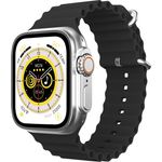 Leicke LEICKE APPLOID Smartwatch U8+ matt silber IP67 Smartwatch (5,13 cm/2,02 Zoll), Silikon-Armband schwarz, Metall-Armband silber