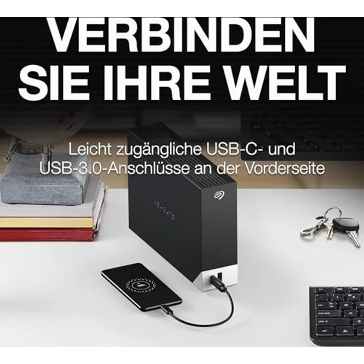 Seagate One Touch HUB 16TB Externe Festplatte, 2-Fach USB Hub, 3.5 Zoll, USB 3.0, Passwortschutz mit AES-256-Verschlüsselung, inkl. Data Rescue Service – Bild 2