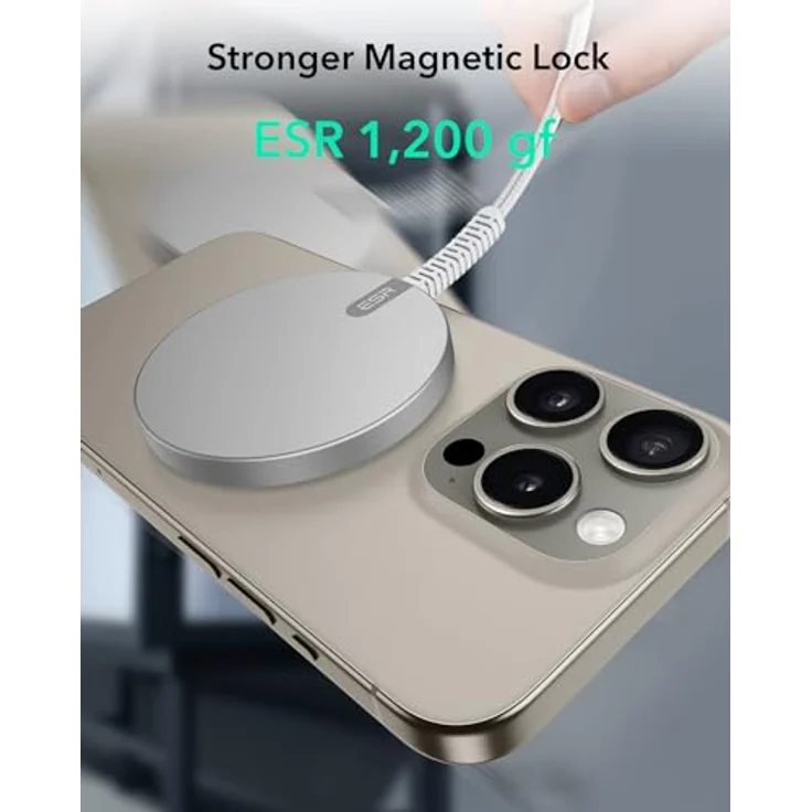 ESR Qi2 15W Magsafe Ladegerät, Wireless Charger für Apple, Kabelloses Ladepad für iPhone 16/16 Plus/16 Pro/16 Pro Max/15/14/13 Serie, Airpods 4, Magnetisches Ladepad mit A/C-Kabel, Silber – Bild 5