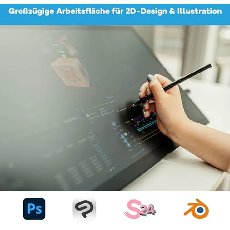 Wacom Display Cintiq 24 (2025), Grafiktablett mit 23,8" WQHD-Display, 5080 lpi, druckempfindlichem Wacom Pro Pen 3 und AG-Glasoberfläche, Schwarz – Bild 3