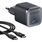 Anker Nano 45W USB C Ladegerät, kompakter Netzteil mit ActiveShield-Technologie, inklusive 1,8m USB-C Kabel, schnellladefähig für iPhone 17/Pro Max, MacBook und Samsung Galaxy S25 Ultra
