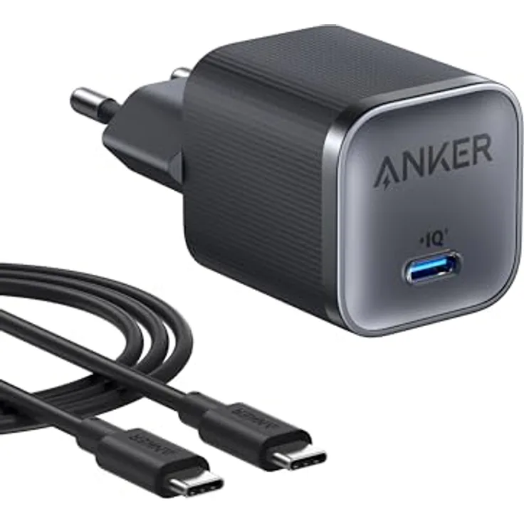 Anker Nano 45W USB C Ladegerät, kompakter Netzteil mit ActiveShield-Technologie, inklusive 1,8m USB-C Kabel, schnellladefähig für iPhone 17/Pro Max, MacBook und Samsung Galaxy S25 Ultra