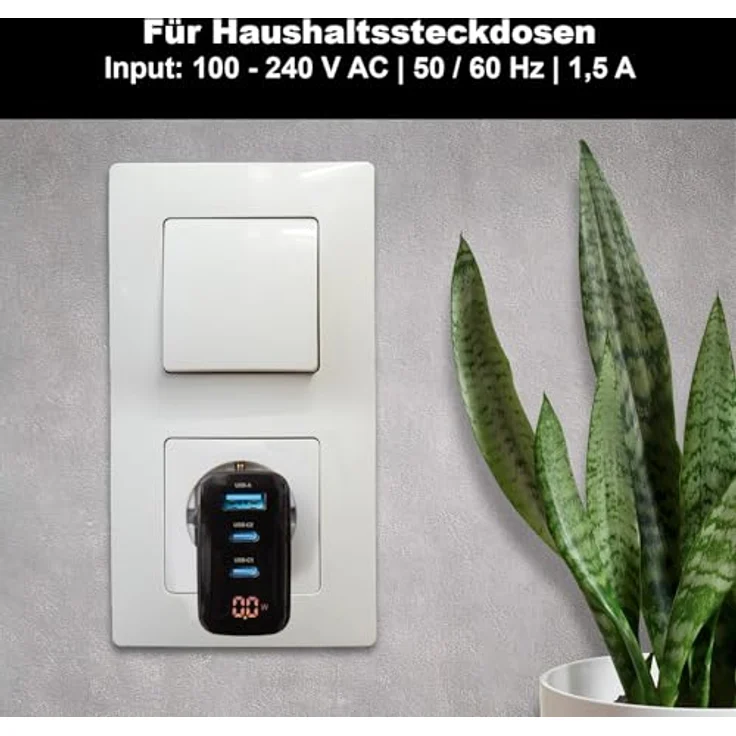 Eaxus USB Ladegerät mit 3 Ports, 2x Typ-C & 1x Typ-A, 65 Watt, inkl. USB-C Ladekabel, schwarz – Bild 9
