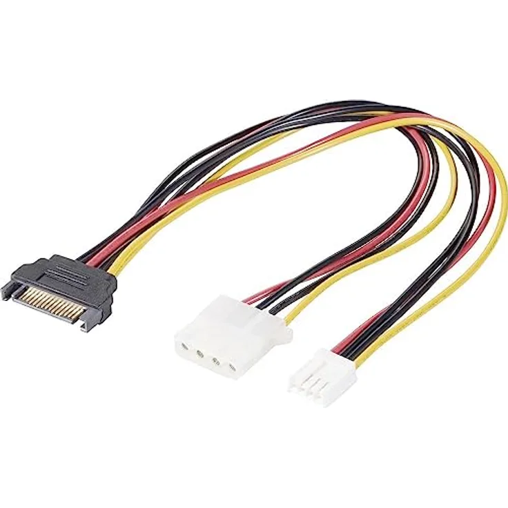Renkforce Strom Y-Kabel [1x SATA-Strom-Stecker 15pol. - 1x IDE-Strom-Buchse 4pol., Floppy Stecker 4pol.] 0.20 m Schwarz