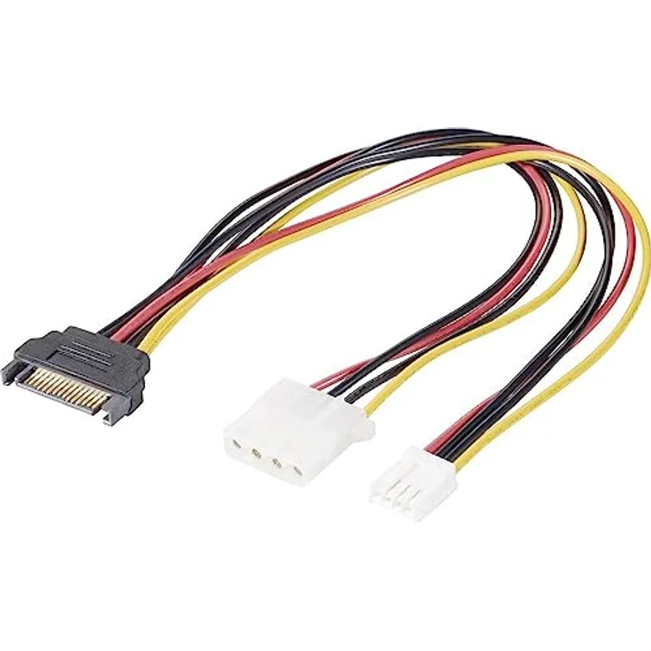 Renkforce Strom Y-Kabel [1x SATA-Strom-Stecker 15pol. - 1x IDE-Strom-Buchse 4pol., Floppy Stecker 4pol.] 0.20 m Schwarz – Bild 1