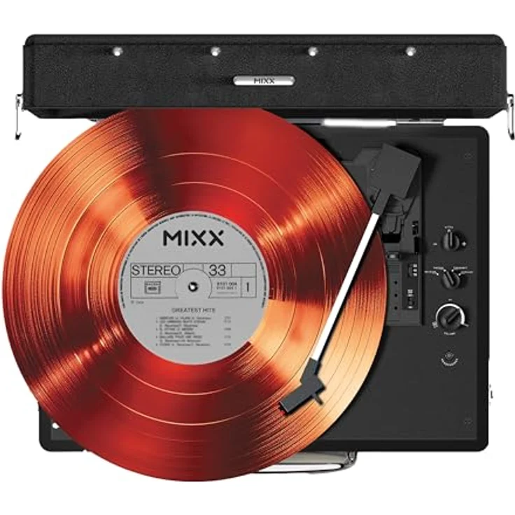 Mixx Revival 55, Stereo-Vinyl-Plattenspieler im Retro Vintage-Design mit Bluetooth-Funktion, schwarz – Bild 2
