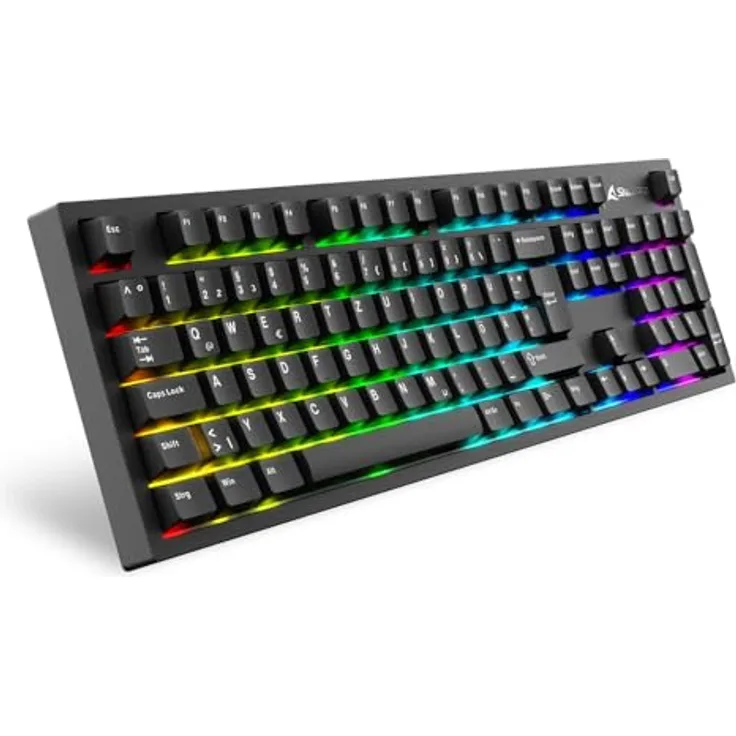 Sharkoon OfficePal KB70W Silent, kabellose mechanische Tastatur mit PBT-Tastenkappen, RGB-Beleuchtung und leiser Dämpfung