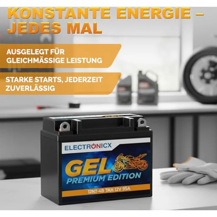 Electronicx Extreme Edition GEL Motorradbatterie 7Ah 12V, wartungsfrei, auslaufsicher, vibrationsfest für Motorrad, Roller und Quad – Bild 4