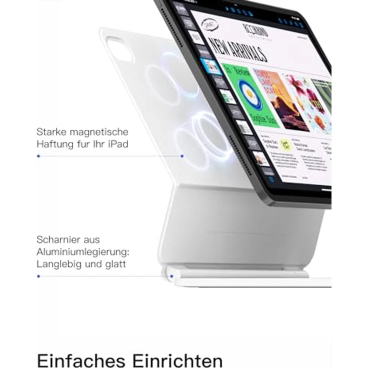 Inateck NeoMagic Magnetische Tastatur Hülle für iPad 10. Generation 10,9 Zoll und 11. Generation 2025 A16, mit Touchpad, 7-farbige Hintergrundbeleuchtung, magnetischem Schwebeständer und präzisem Trackpad, KB09119 – Bild 4