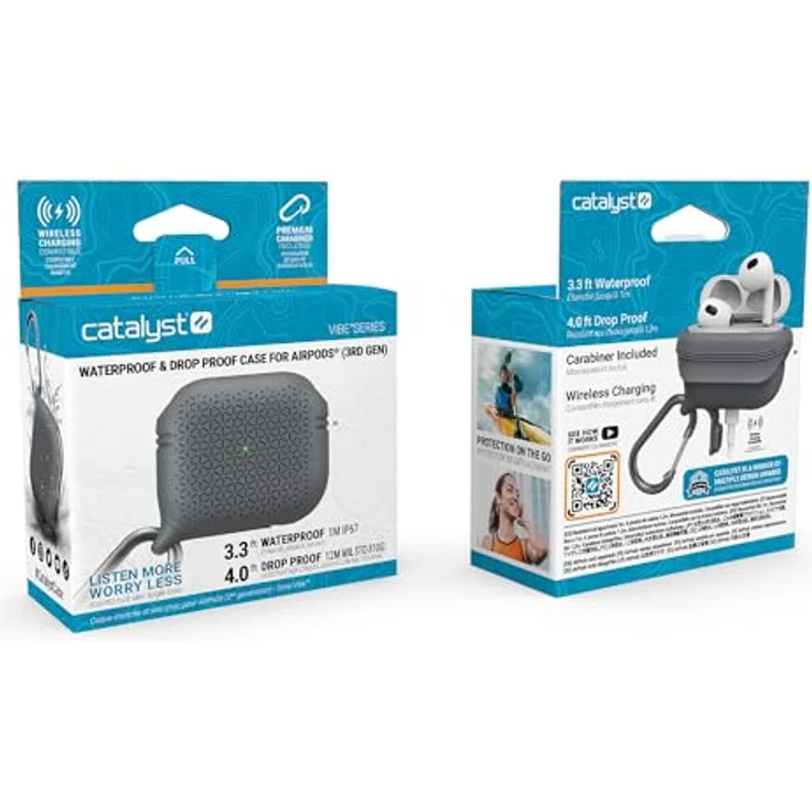 Catalyst Vibe Case für Apple AirPods (3. Gen.), IP67 wasserdicht, sturzsicher bis 1,2 m, Battleship Gray – Bild 8