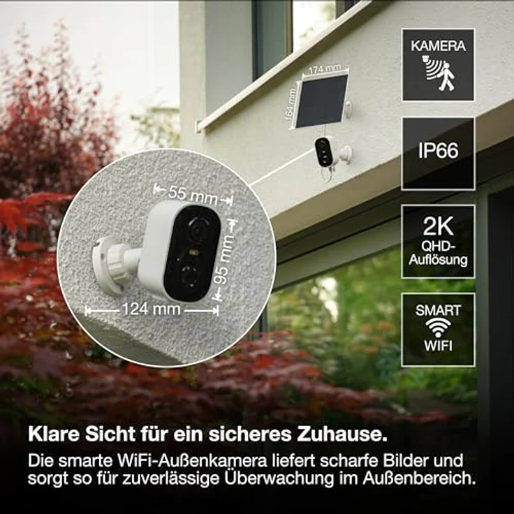 OSRAM SMART+ WIFI OUTDCAMERA BATTERY SOLAR, Überwachungskamera mit IP66 Schutz, PIR-Bewegungserkennung, weiße Farbe – Bild 2