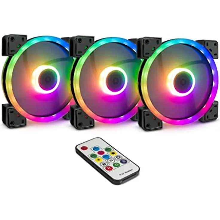 Inter-Tech Lüfter 140 x 140 x 25 mm Argus RGB-Fan Set RS-14 3 Stück 88885536