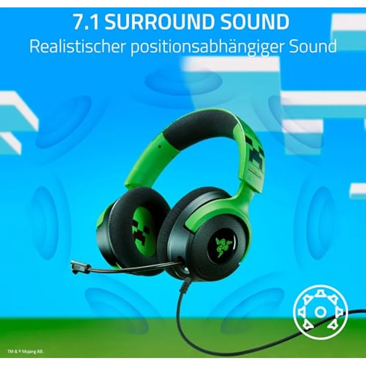 Razer Kraken V4 X Minecraft Edition - Kabelgebundenes USB-PC-Gaming-Headset mit Triforce 40mm-Treiber, Chroma RGB und Surround Sound, Minecraft – Bild 5