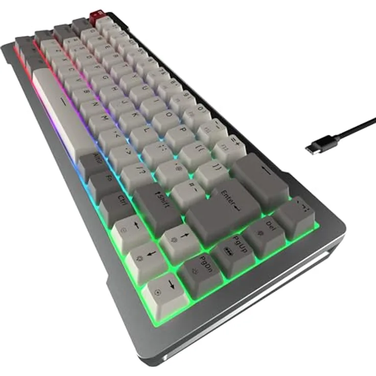 Raijintek MGA-68 Silber, 65% TKL Magnetschalter Gaming-Tastatur, kabelgebunden, Hot-Swappable, ARGB-Beleuchtung, CNC-Aluminumrahmen, USB-C, kompatibel mit Windows und Mac