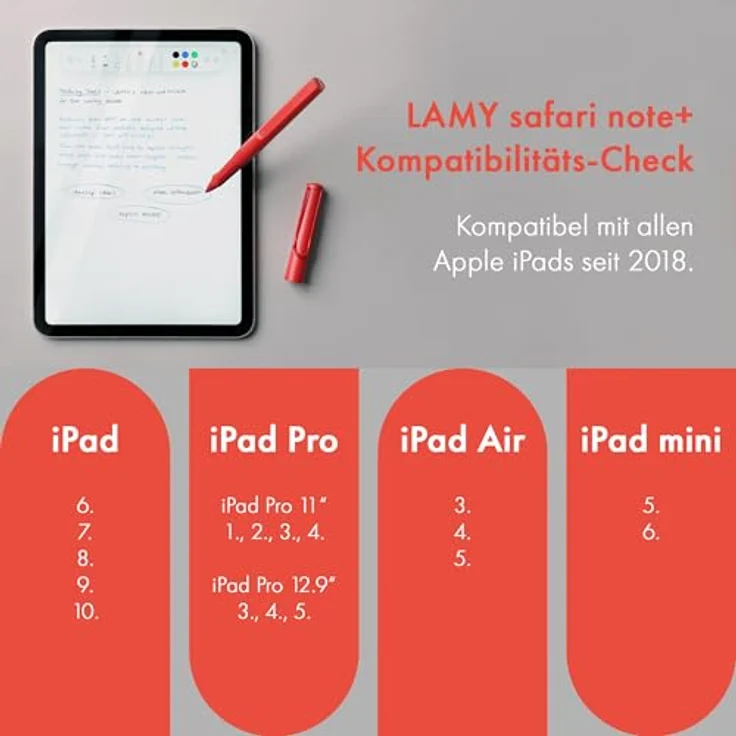 LAMY Safari Note+ red iPad Stift – Palm Rejection, Neigungssensitivität & ergonomischer Griff – bis zu 10 Stunden Akkulaufzeit – Bild 3