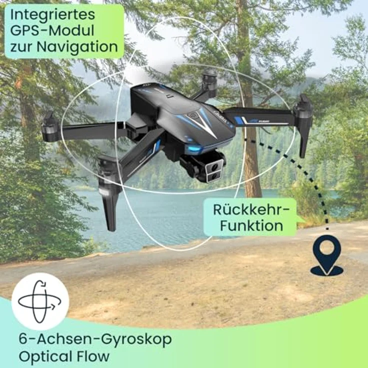 Casativo Profi GPS-Drohne, Full-HD-Kamera mit 3-Achsen-Gimbal, 800m Reichweite, Follow-Me-Modus, Live View, inkl. 4 Ersatzrotoren – Bild 5