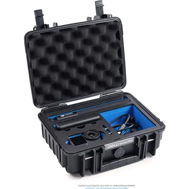 B & W International Transportkoffer, extrem stabiler Koffer aus Polypropylen, IP67 wasserdicht, schwarz/blau, Innenmaße 250 x 175 x 95 mm – Bild 3