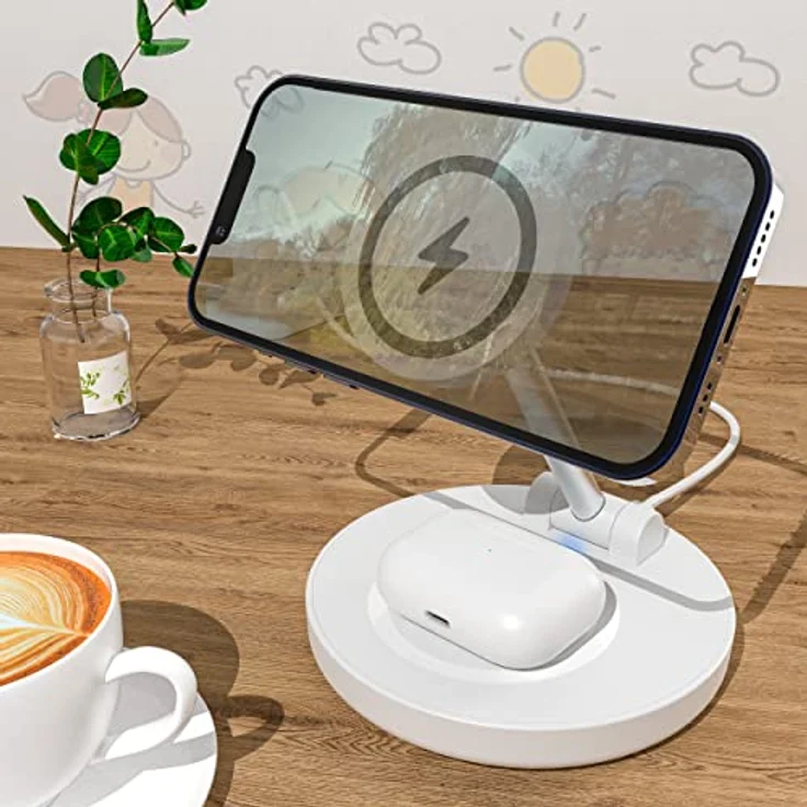 FOREVER Induktive 2-in-1-Ladegerät MagSecure 15W + 5W, Dockingstation für iPhone, Samsung, Huawei und Zubehör in Weiß - Preisvergleich – Bild 4