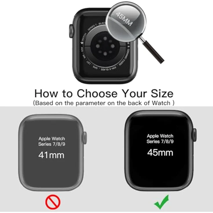JETech Hülle mit Displayschutz für Apple Watch Series 9 8 7 45 mm, 2 Stück, Eingebautes gehärtetes Glas, Hoher Schutz, Schwarz – Bild 3