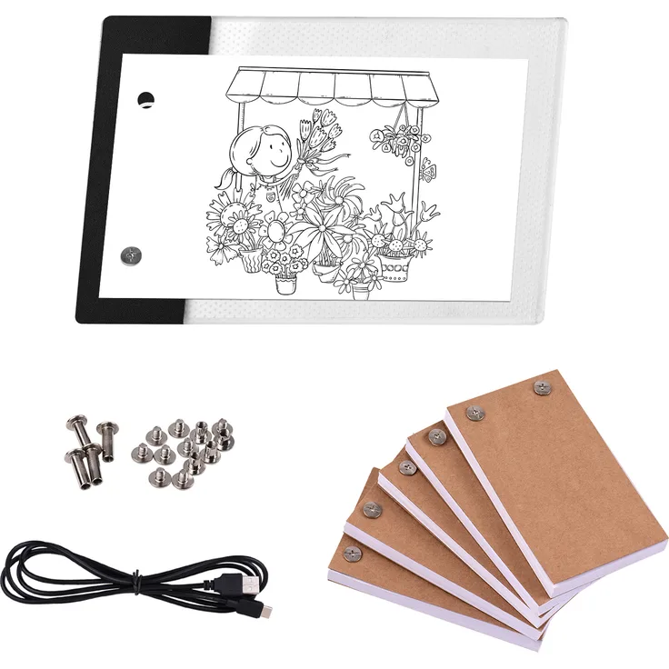 Bisofice Flip Book Kit mit Mini LED Lichtpad, 300 Blatt Animationspapier, 3-stufige Helligkeitsregelung und Bindeschrauben für kreative Zeichnen und Skizzieren