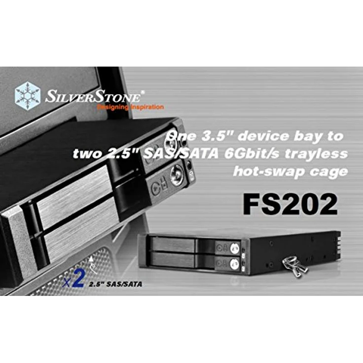 SilverStone SST-FS202B - trägerloser 3,5''Aluminium Hot Swap-Festplatten-Wechselrahmen für 2 x 2,5'' SAS-SATA-HDDs oder SSDs mit Metallschloss an jeder Einschubtür und Statusanzeige-LEDs, schwarz – Bild 18