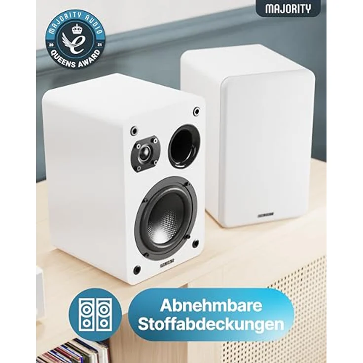 MAJORITY D70X Regallautsprecher, 2 x 30W Passive HiFi Lautsprecher mit Kohlefaser-Membranen, 6Ω Impedanz, 40HZ-20KHZ Frequenzgang, Weiß – Bild 4