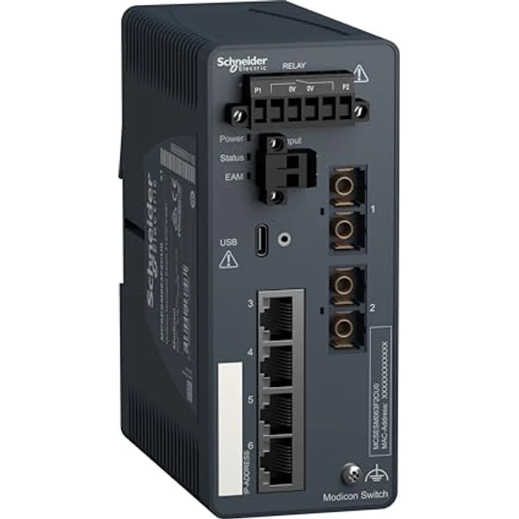 Schneider Electric MCSESM063F2CU0 Modicon Managed Switch, 4 Ports, Ethernet TCP/IP, kompakt, für raue Umgebungen – Bild 1