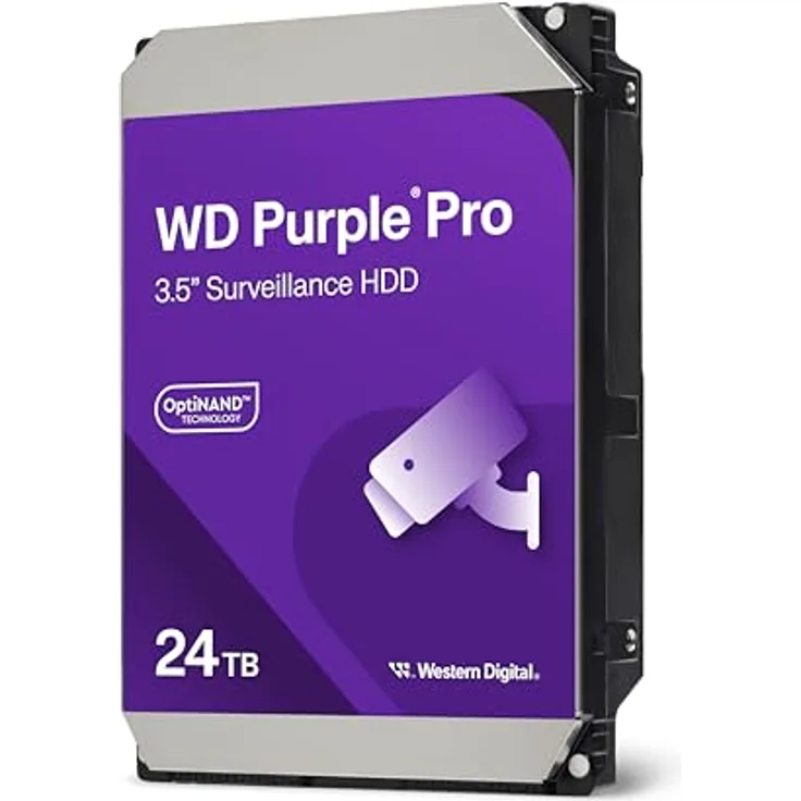 WD Purple Pro 24TB, SATA 6Gb/s 3.5" Festplatte für Überwachungssysteme, 7200 U/min, CMR, Dauerbetrieb