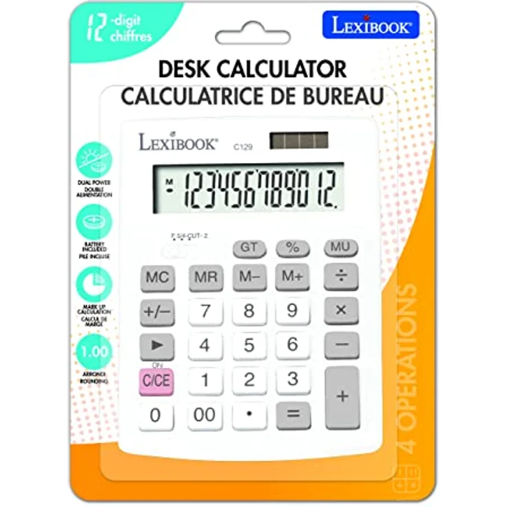 Lexibook C129 12-Digit Desk Calculator, weiß – Bild 5
