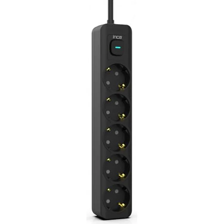 INCA IPW-44SY 5fach, LED Anzeige Kinderschutzfunktion Schwarz 1,5m Steckdosenleiste – Bild 2