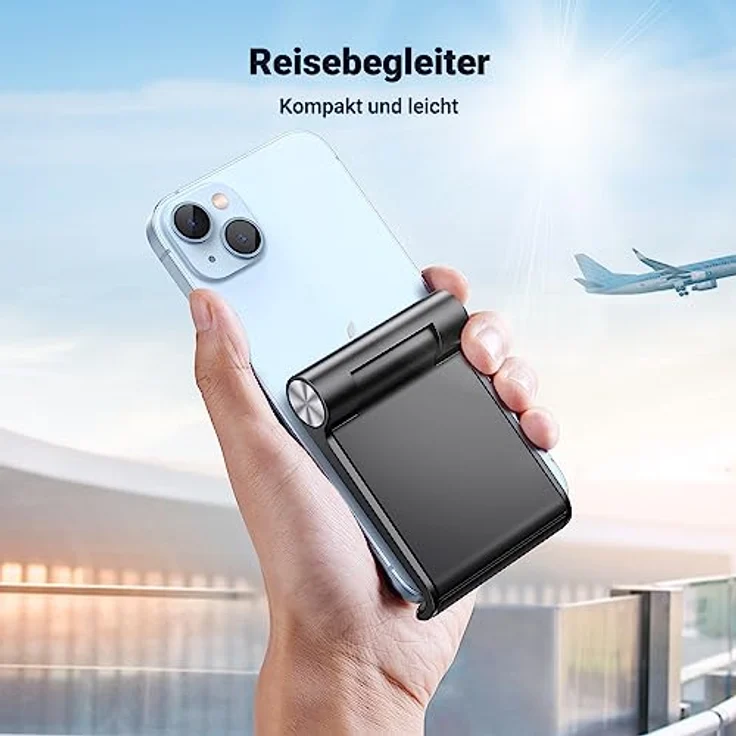UGREEN Handy Ständer, klappbare Tischhalterung mit Multiwinkel-Einstellung, kompatibel mit iPhone 17/16/15, Galaxy S23 Ultra bis 7,9 Zoll, schwarz – Bild 4