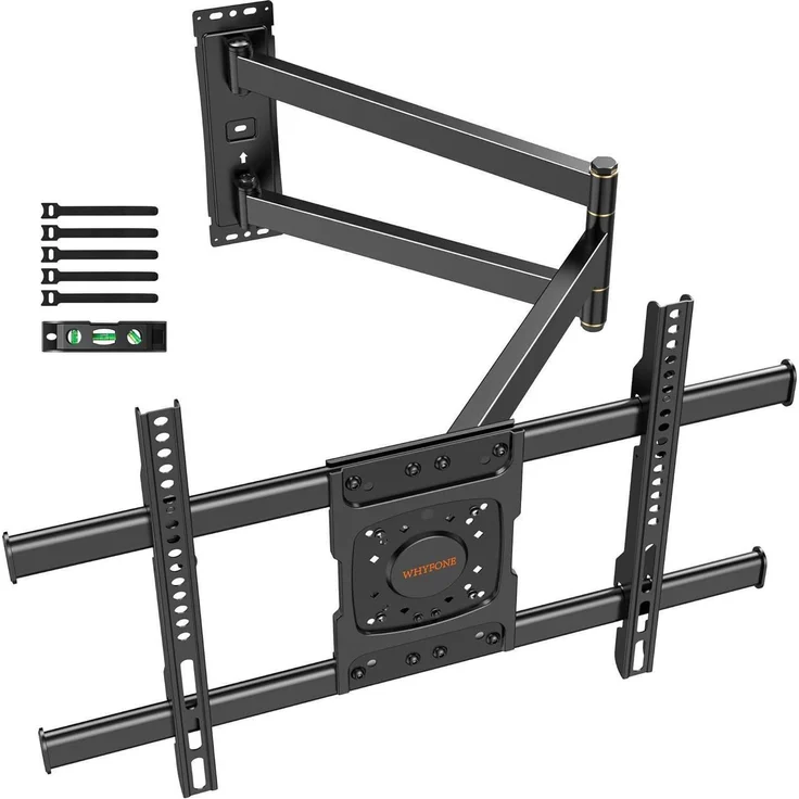 WHYFONE TV Wandhalterung Schwenkbar für 32-70 Zoll TVs, VESA 600x400mm, bis 45kg, 90° schwenkbar, einfache Installation