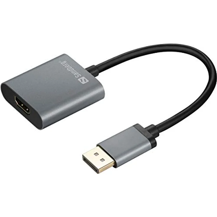 Sandberg - Videoanschluß - DisplayPort / HDMI - DisplayPort (M) bis HDMI (W) - 20cm - 4K Unterstützung (509-19) – Bild 1
