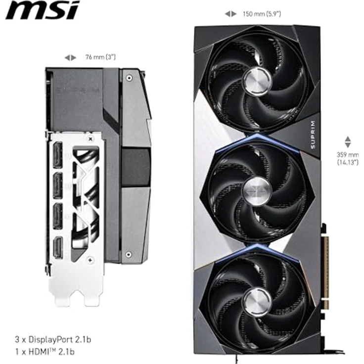MSI GeForce RTX 5090 Suprim SOC 32GB GDDR7 Grafikkarte, PCI-Express 5.0, HDMI 2.1b, DisplayPort 2.1a – Bild 7