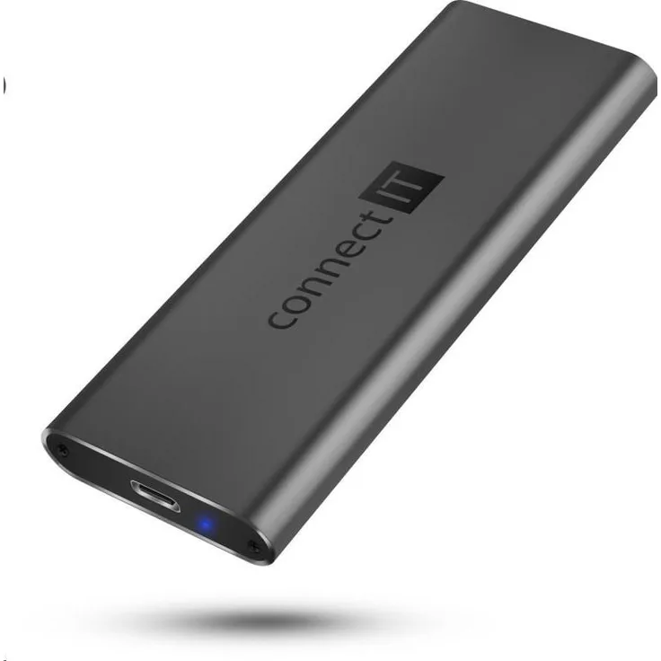 Connect IT CEE-7050-AN, externes Festplattengehäuse für M.2 2280 SSDs, USB-C 3.2 Gen2, bis 2 TB, grau