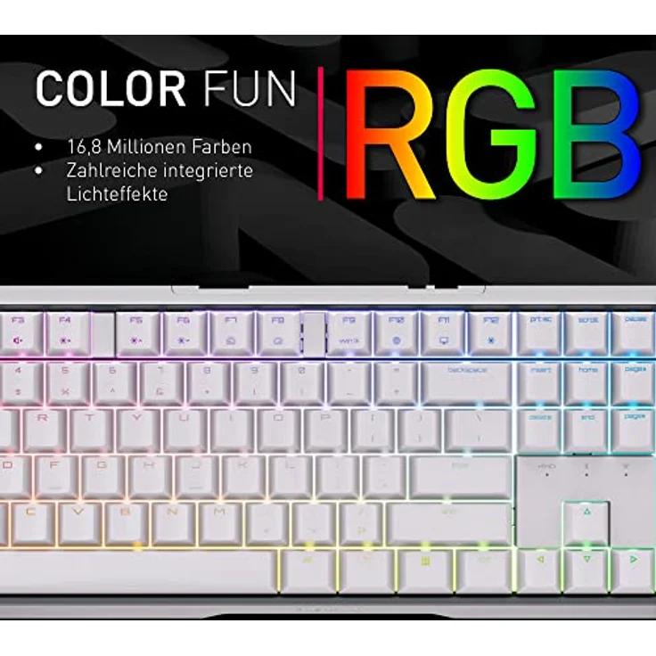 CHERRY MX 3.0S Wireless, kabellose mechanische Gaming-Tastatur mit RGB-Beleuchtung, Deutsches Layout (QWERTZ), Bluetooth-®, Funk- oder Kabelverbindung, MX RED Switches, weiß – Bild 5