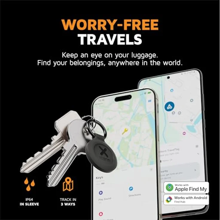 Xtorm TravelTag 3er Set, IP64 Tracker für Android und iOS, wasserfest, schwarz, GRS-zertifiziert – Bild 2
